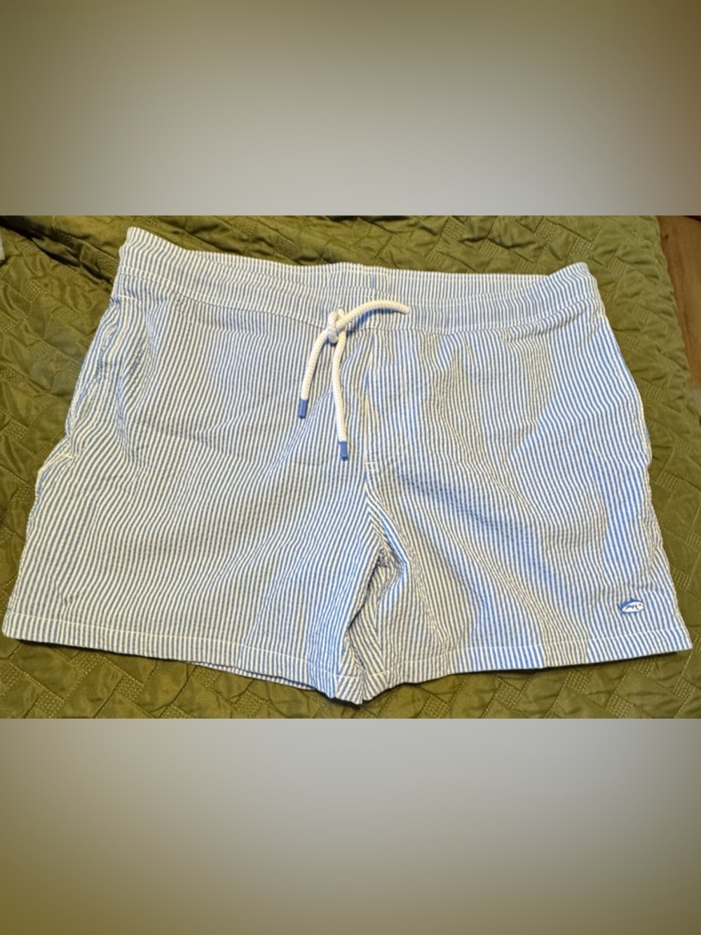 Men’s Southern Tide Striped Seersucker Drawstring Shorts - Light Blue & White